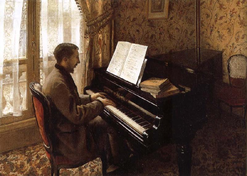 The young man plays the piano, Gustave Caillebotte